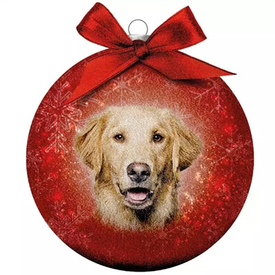 Plenty Gifts Weihnachtskugel, gefrostet, Golden Retriever, Rot