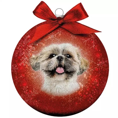 Plenty Gifts Weihnachtskugel, gefrostet, Shih Tzu-Rot