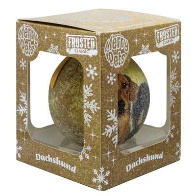 Plenty Gifts Weihnachtskugel gefrostet Dackel Gold