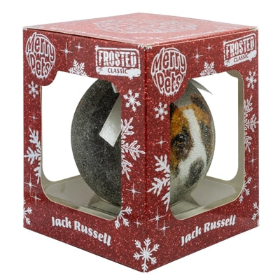 Plenty Gifts Weihnachtskugel, mattiertes Jack-Russel-Silber