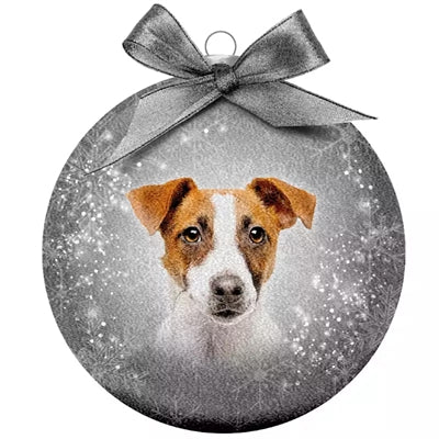 Plenty Gifts Weihnachtskugel, mattiertes Jack-Russel-Silber