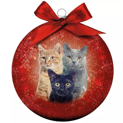 Plenty Gifts Weihnachtskugel gefrostete Katzen rot