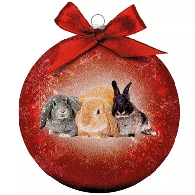 Plenty Gifts Weihnachtskugel, gefrostete Hasen, rot