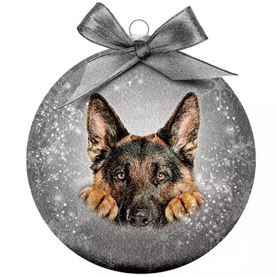 Plenty Gifts Weihnachtskugel, gefrostet, Deutscher Schäferhund, Silber