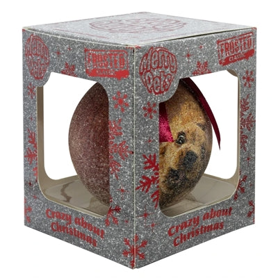 Plenty Gifts Weihnachtskugel, gefrostet, Crazy Dog, Rot