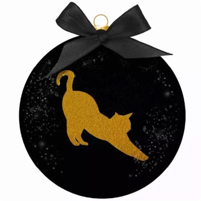 Plenty Gifts Weihnachtskugel, gefrostete Silhouette, Katze, Gold, Schwarz