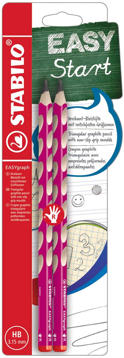 Stabilo easygraph hb Rechtshänder-Graphitstifte rosa - 2 Stk.