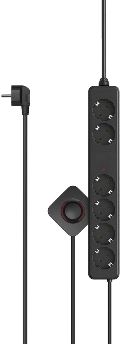 Hama Steckdosenleiste – 6-fach – 3m Kabel – mit Fußschalter – Schwarz