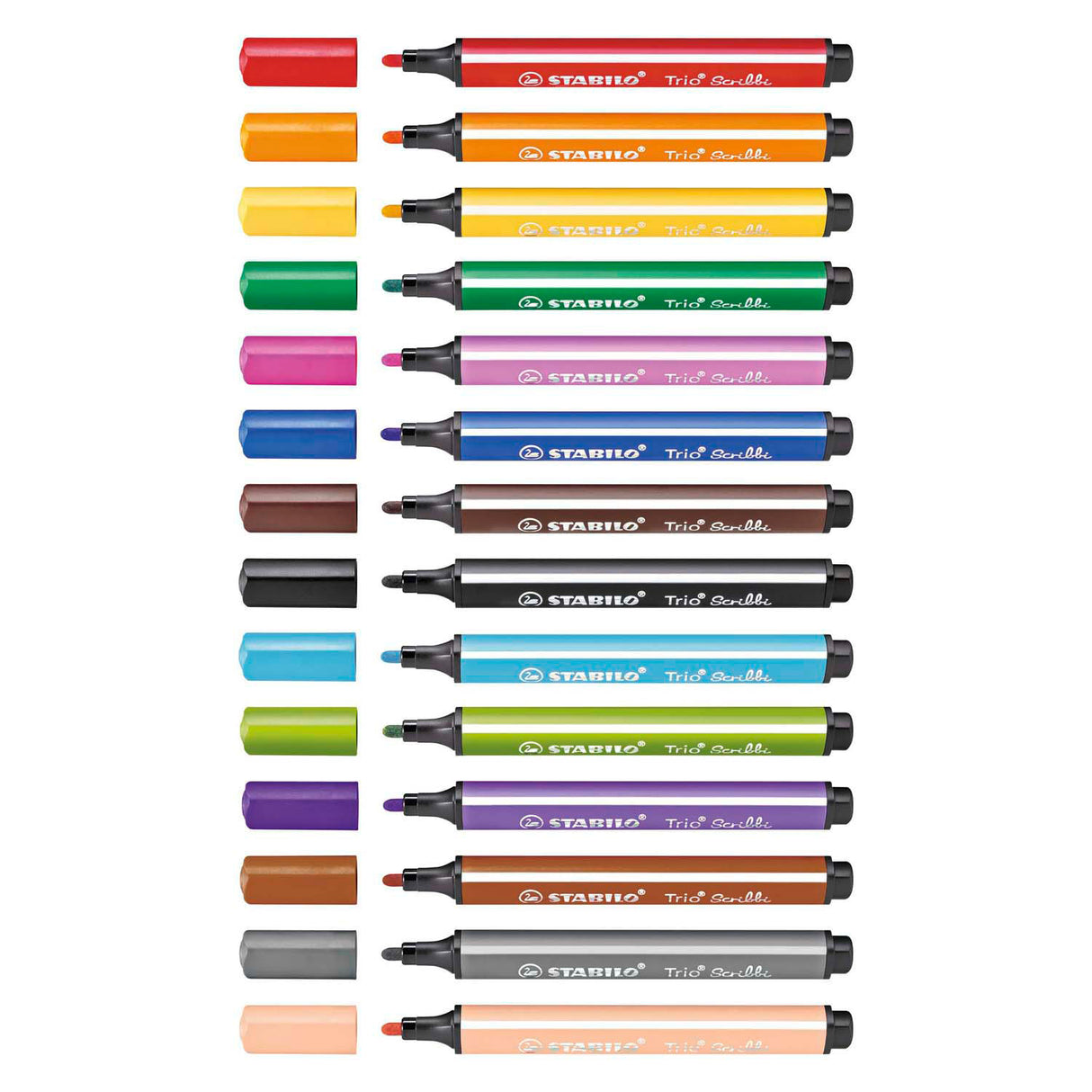 Stabilo Trio Scribbi – Filzstift mit gefederter Spitze – Set mit 14 Stück.