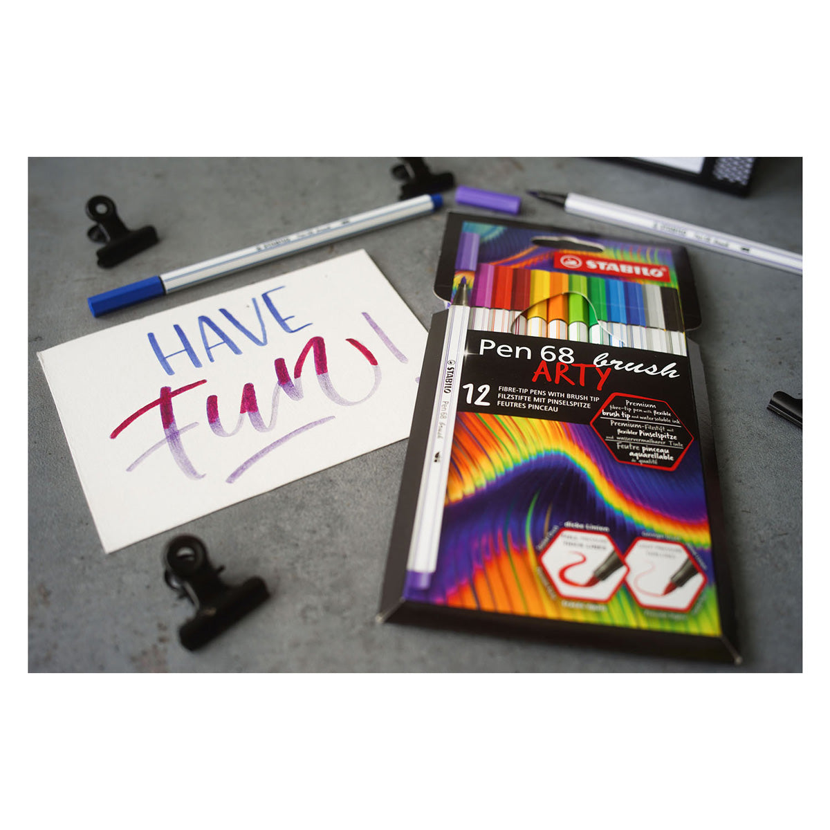Stabilo Pen 68 Pinsel – Filzstift – Arty – Set mit 12 Stück
