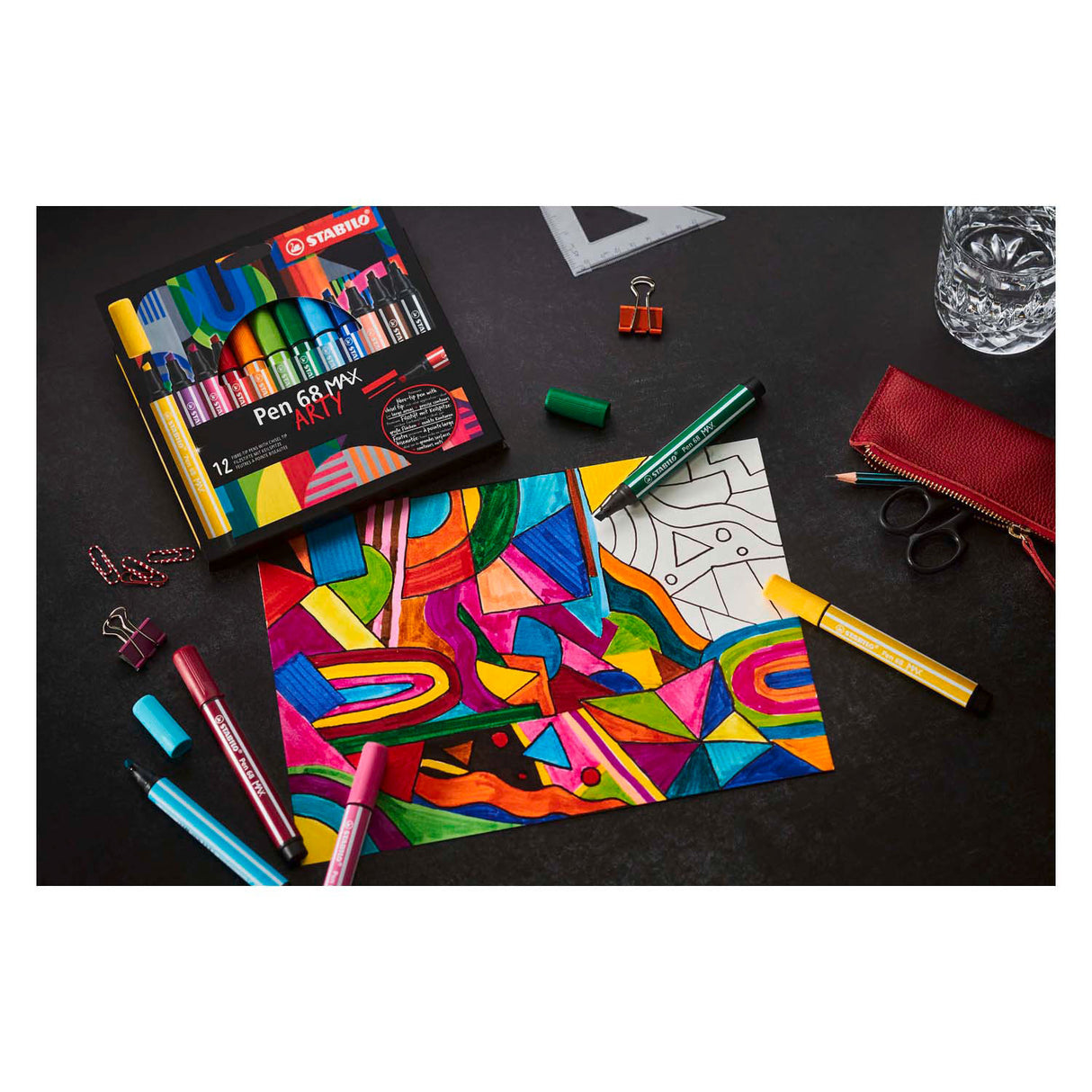 Stabilo Pen 68 Max Arty – Filzstift mit dicker Keilspitze – Set mit 6 Stück