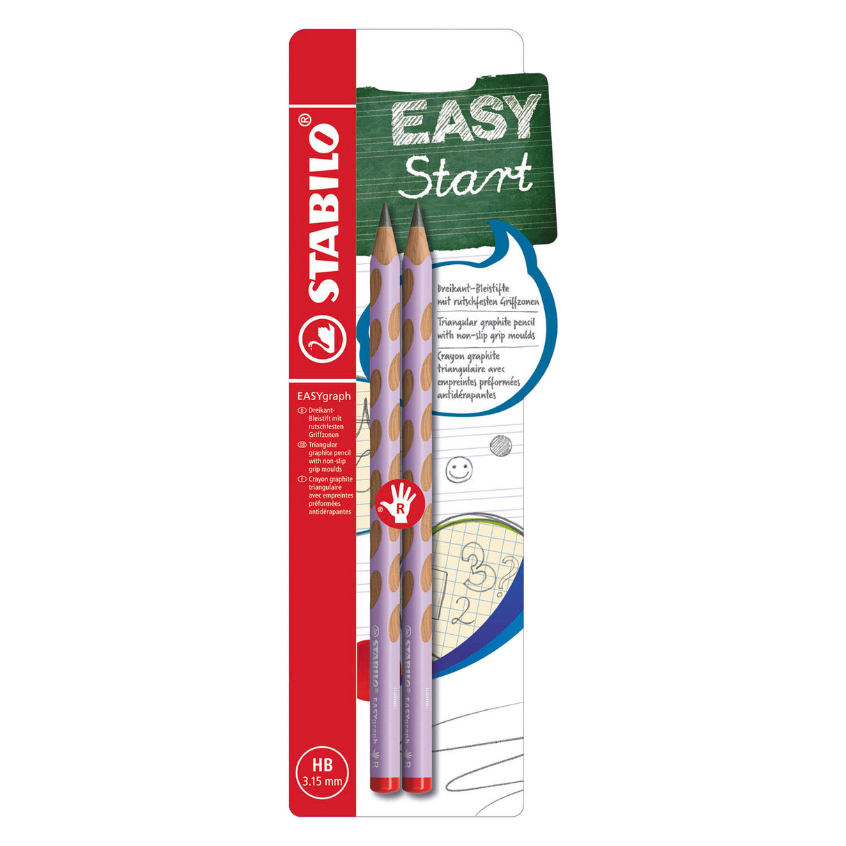 Stabilo Easygraph HB Rechtshänder-Graphitstifte Flieder - 2 Stk.