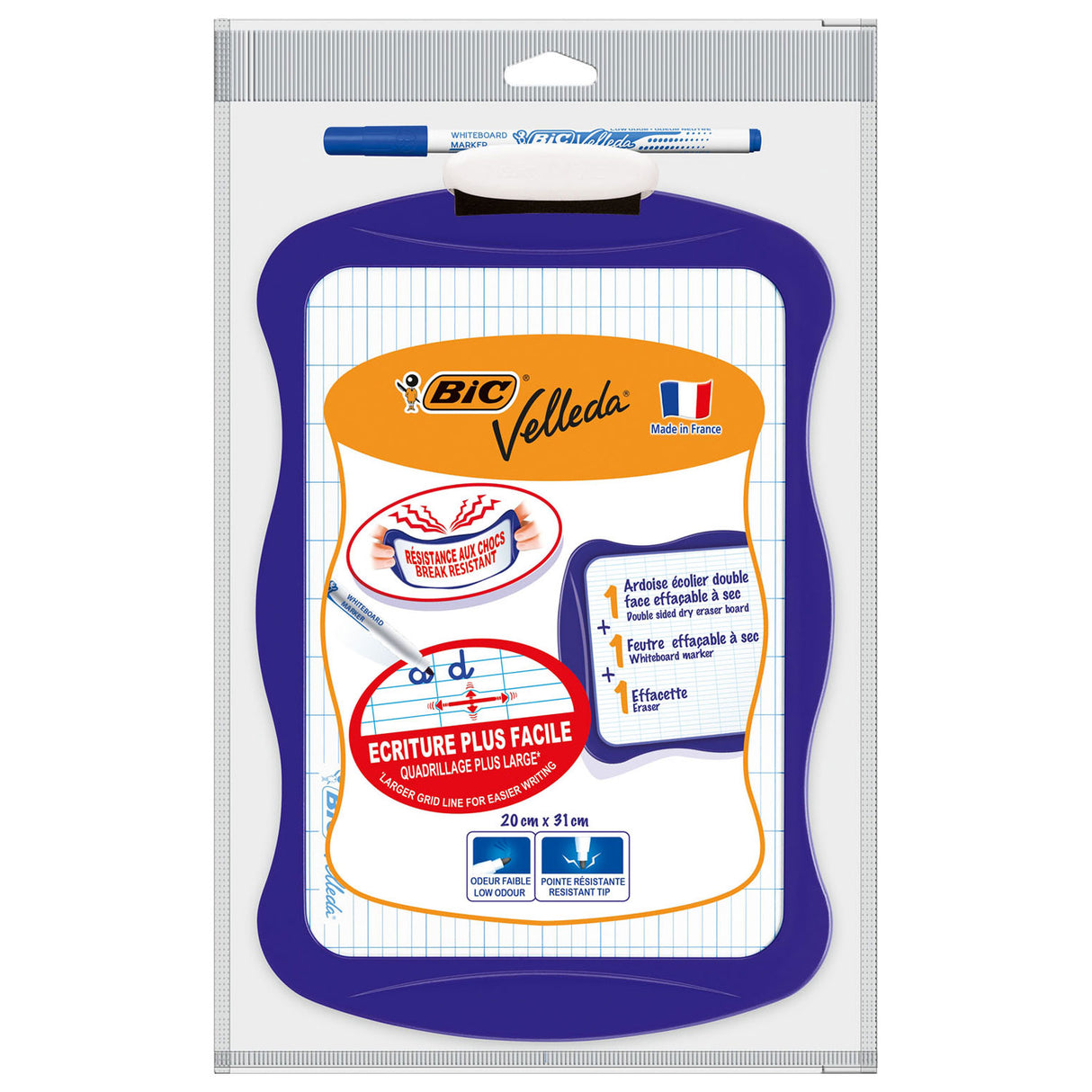 Bic doppelseitiges Whiteboard mit Radiergummi und Marker – Lernspielzeug.