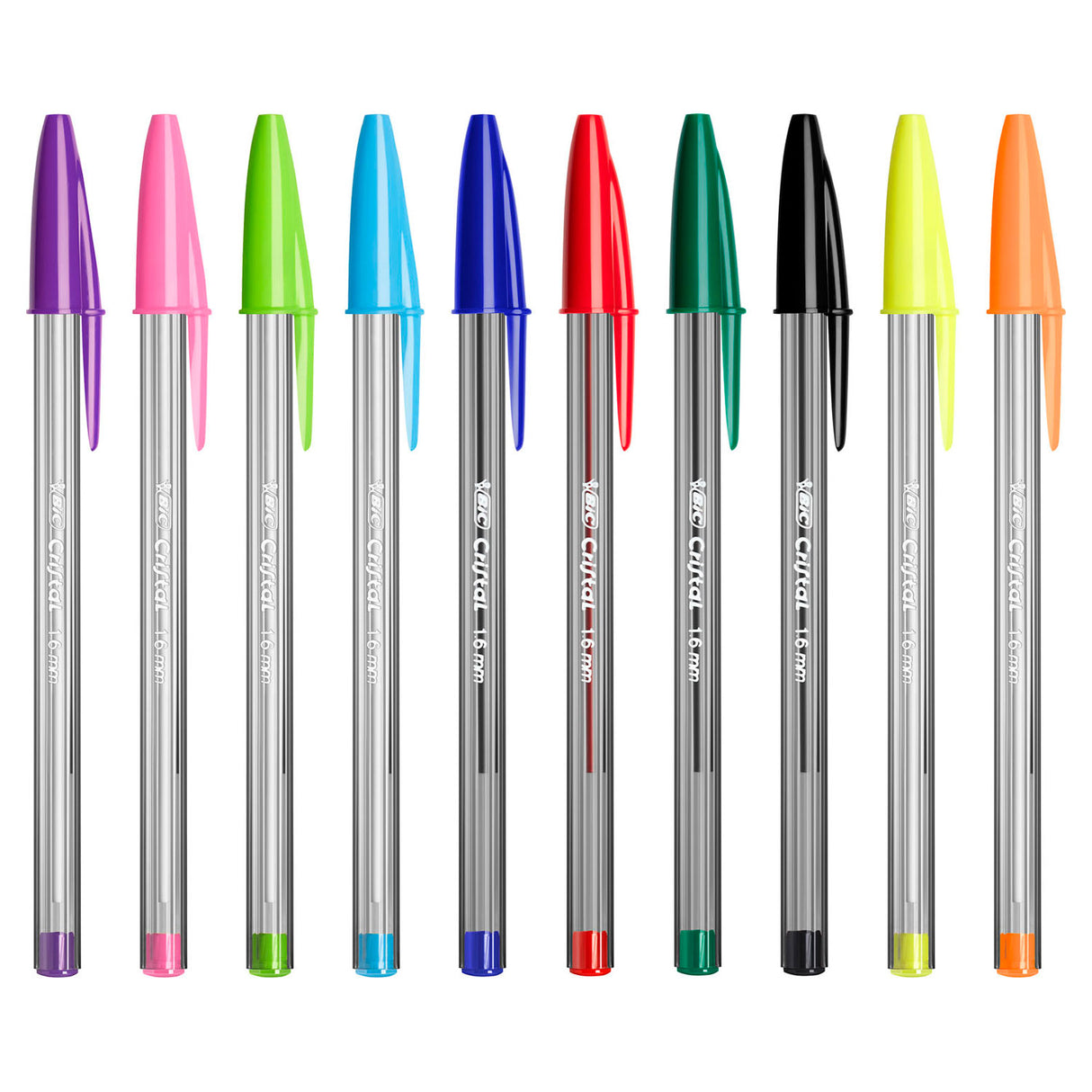 Bic Cristal Mehrfarben-Kugelschreiber mit breiter Spitze (1,6 mm) – verschiedene Farben – Packung mit 15 Stück