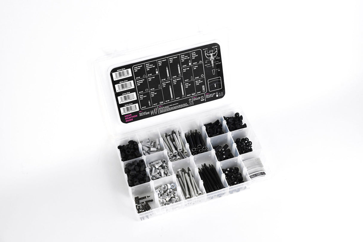 Muc-off workshop valve box refill silver valve core remover cap (pack of 20)