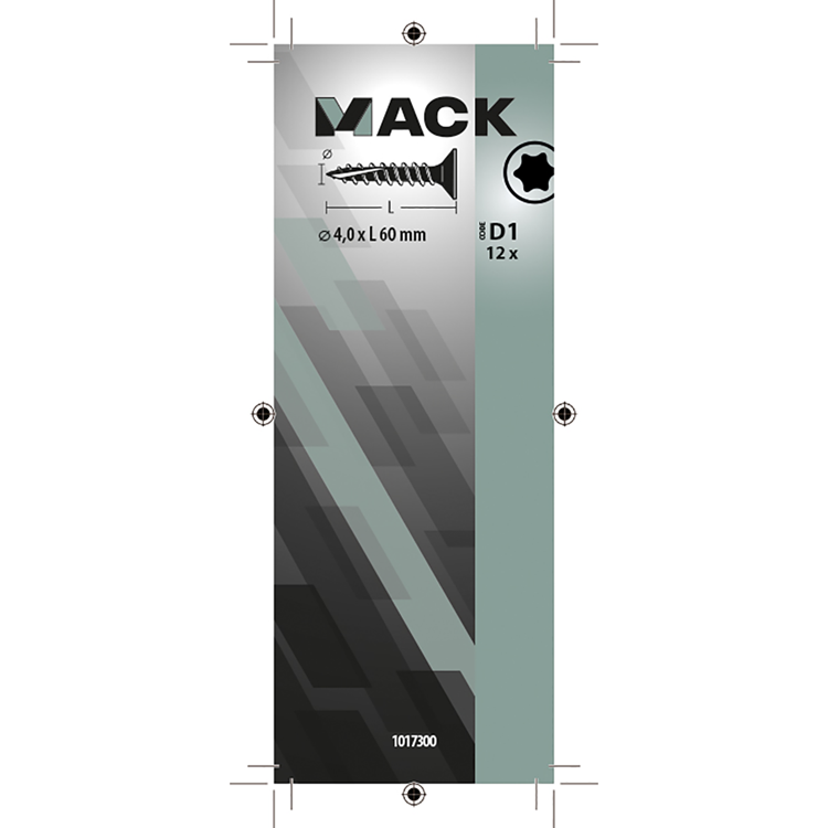 Mack 1017300 - spaanplschr.vzkop-zelfb. geelverz. 12 st 4,0 x 60 mm | 10 stuks