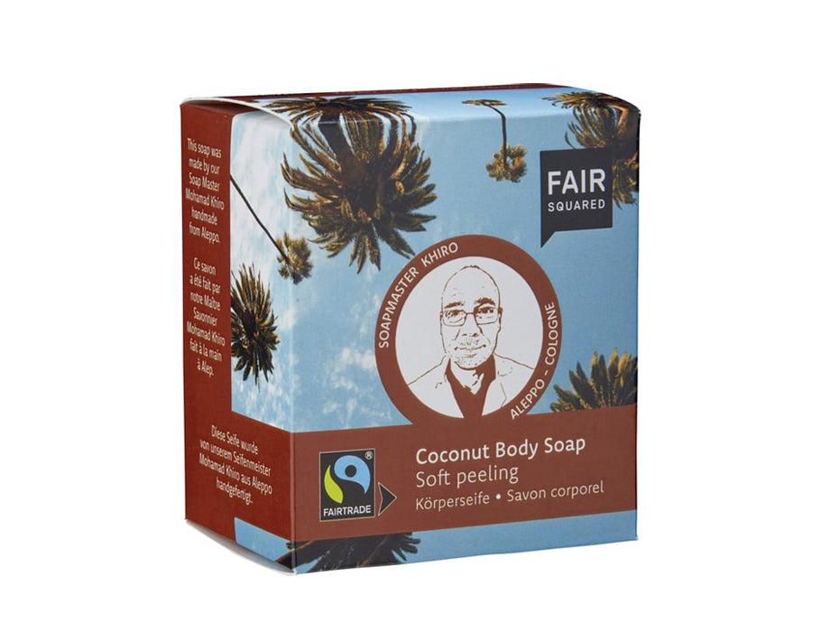 Faire quadratische Seifenstück-Körperseife Kokosnuss – weiches Peeling – 2 Stk.