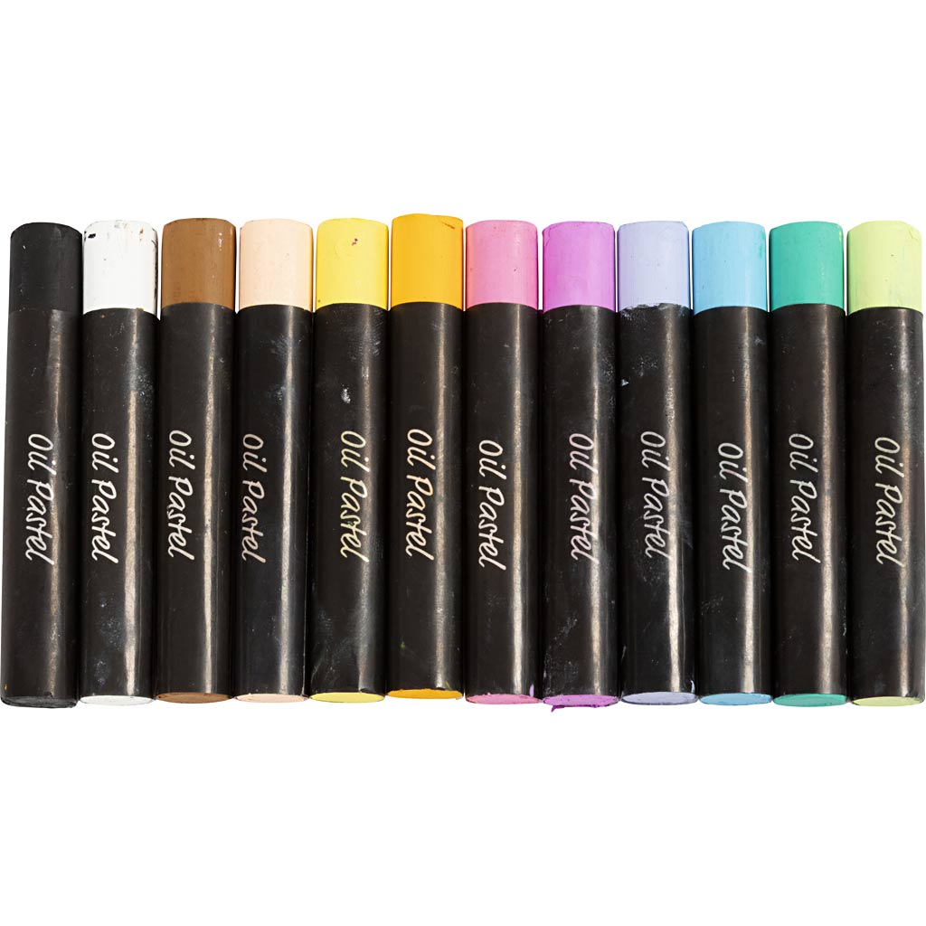 Creativ Company Ölpastelle, L: 7 cm, Stärke 11 mm, Pastellfarben, 12 Stück 1 Box