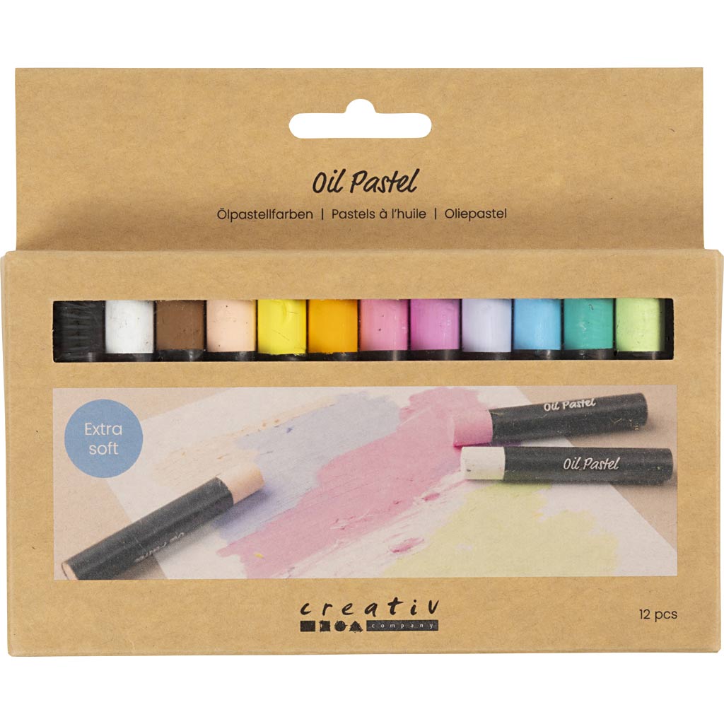 Creativ Company Ölpastelle, L: 7 cm, Stärke 11 mm, Pastellfarben, 12 Stück 1 Box