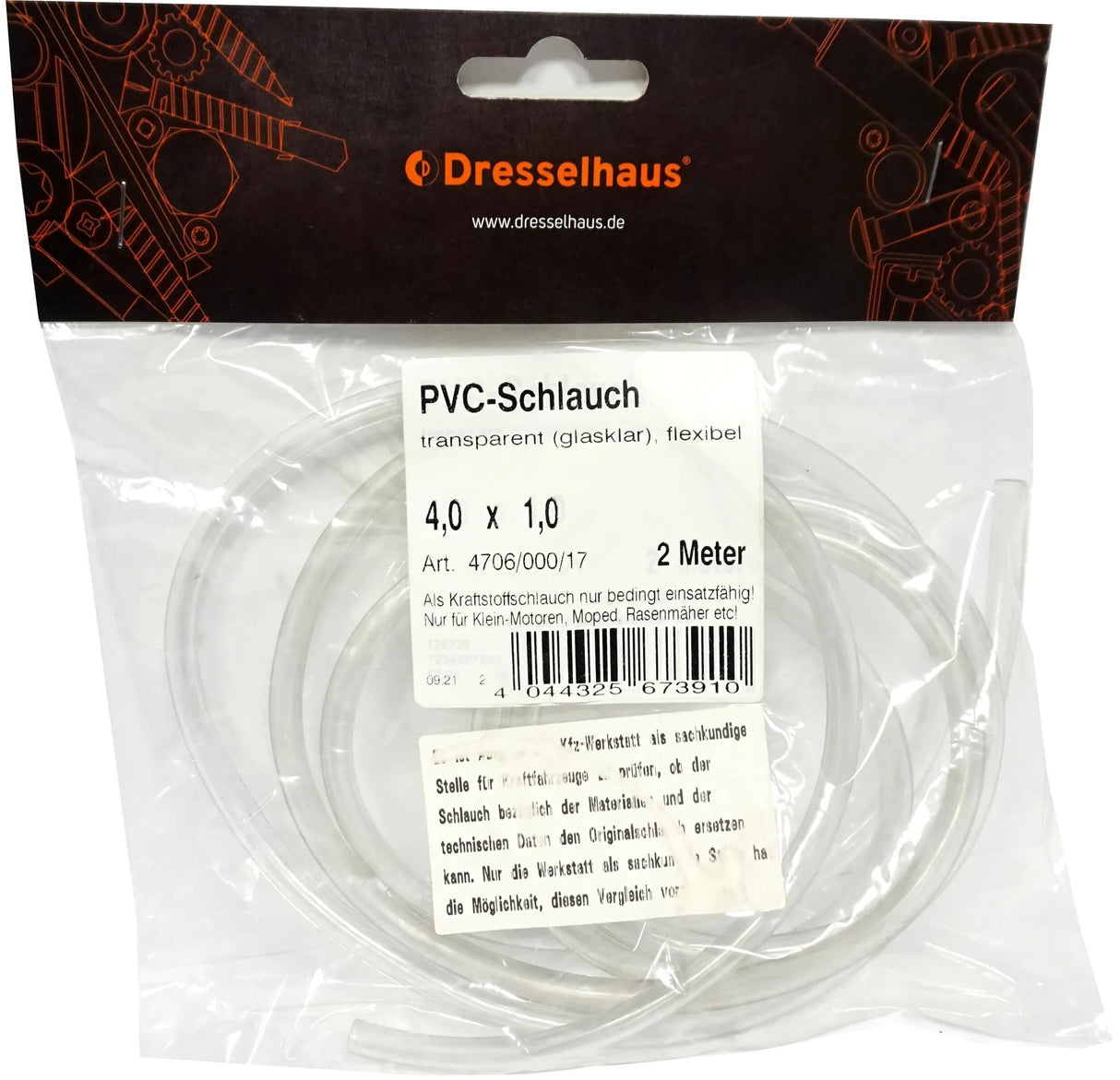 Dresselhaus Kraftstoffschlauch 4706 Kraftstoffschlauch 4,0x1,0 dresselh. 4706 – PVC, 2 m