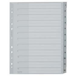 Numerieke tabbladen leitz 1282 grijs pp (polypropeen)