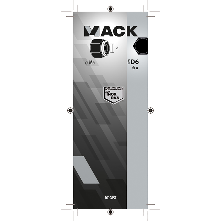 Mack 1019857 - zeskant borgmoer inox a2 6 st m 5 | 10 stuks
