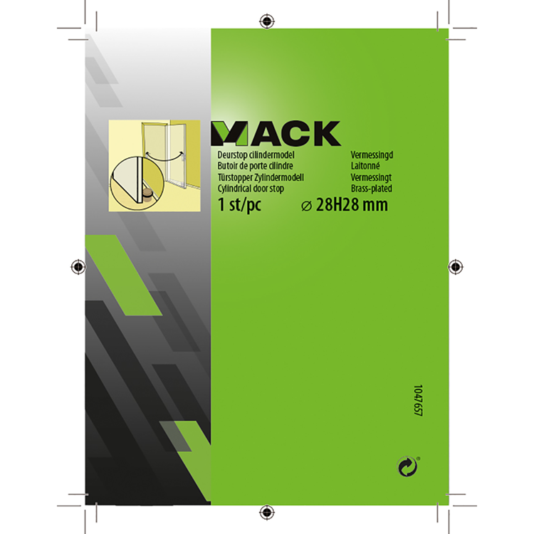 Mack 1047657 - deurstop cilindermodel vermessingd ø 28h28 mm 1 st pc | 6 stuks