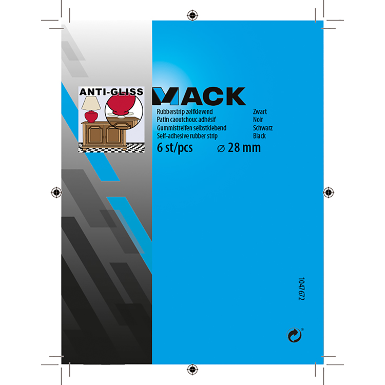 Mack 1047672 - rubberstrip zelfklevend zwart ø 28 mm 6 st pcs | 12 stuks