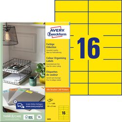 Etiketten avery universeel geel 37 x 105 mm