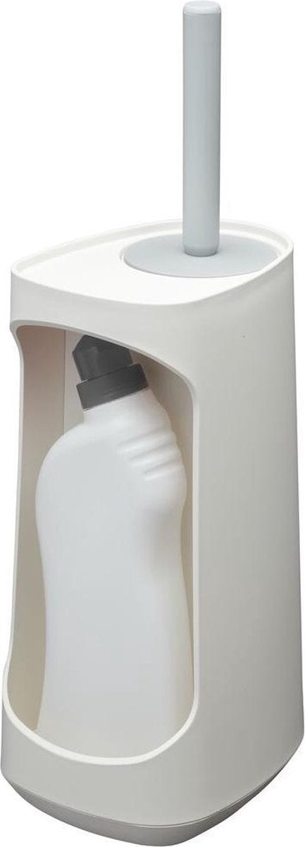 Tiger Tess - Toilettenbürste mit Halter - Ablagefach - freistehend - mit Swoop®-Bürste flexibel - Weiß Hellgrau