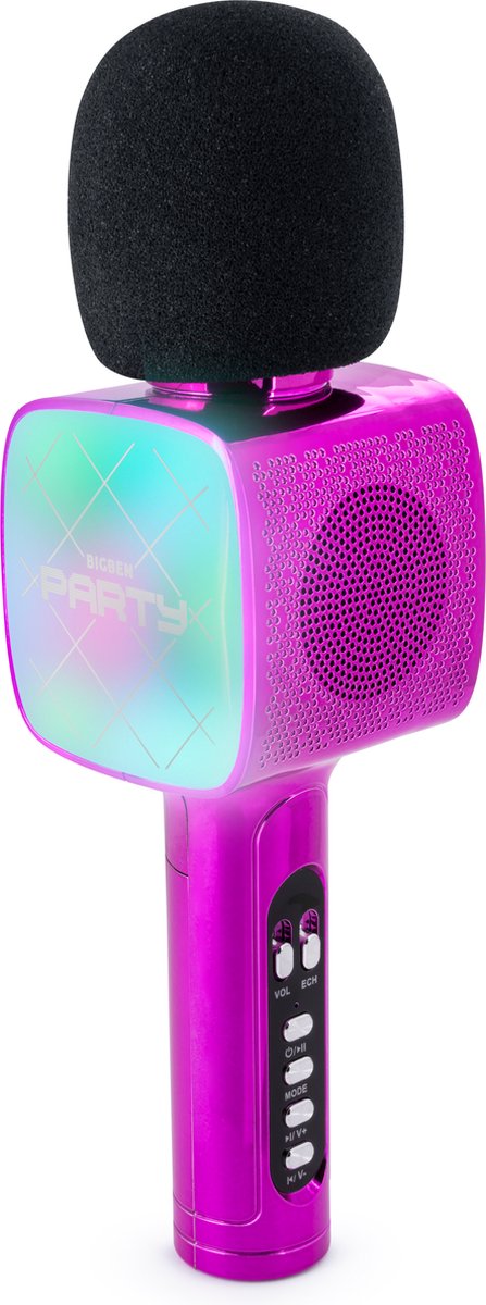 Bigben Party-Karaoke-Mikrofon für Kinder – mit LED + Bluetooth – Pink