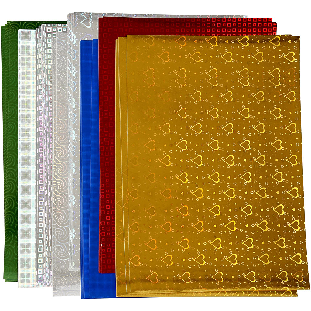 Holografisches Papier der Firma Creativ, A4, Blatt 210 x 297 mm, 120 g, 80 Blatt, 1 Karton