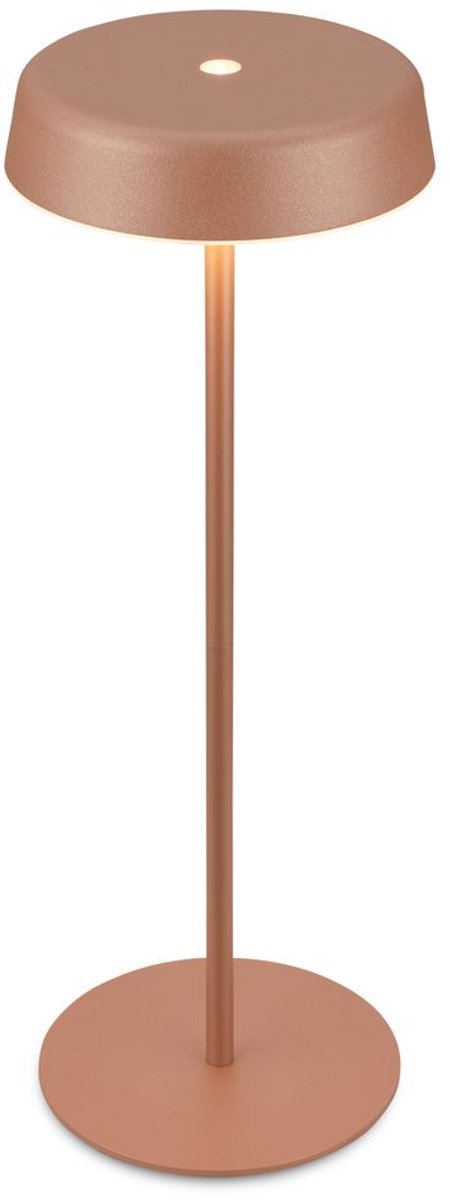 Briloner Pala – Tischlampe wiederaufladbar – dimmbar – kabellos – IP44 – warmweißes Licht – Kaffeefarbe – ø13 x 36,5 cm