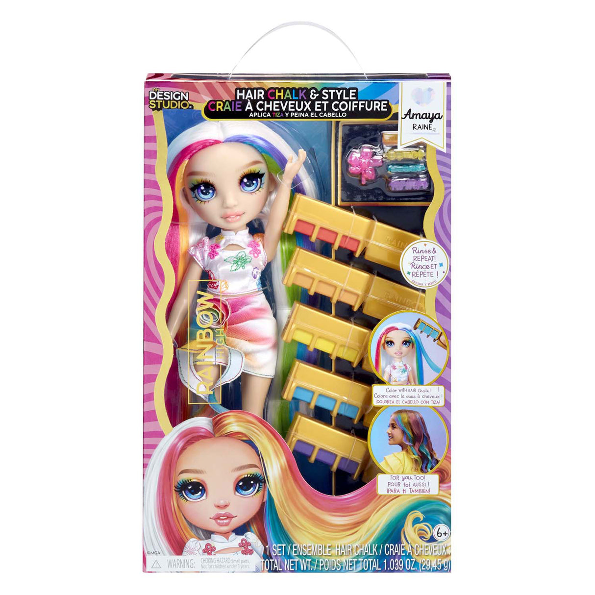 Mga Entertainment Rainbow High-Fashion-Puppe mit Haarkreide – Amaya Rainbow