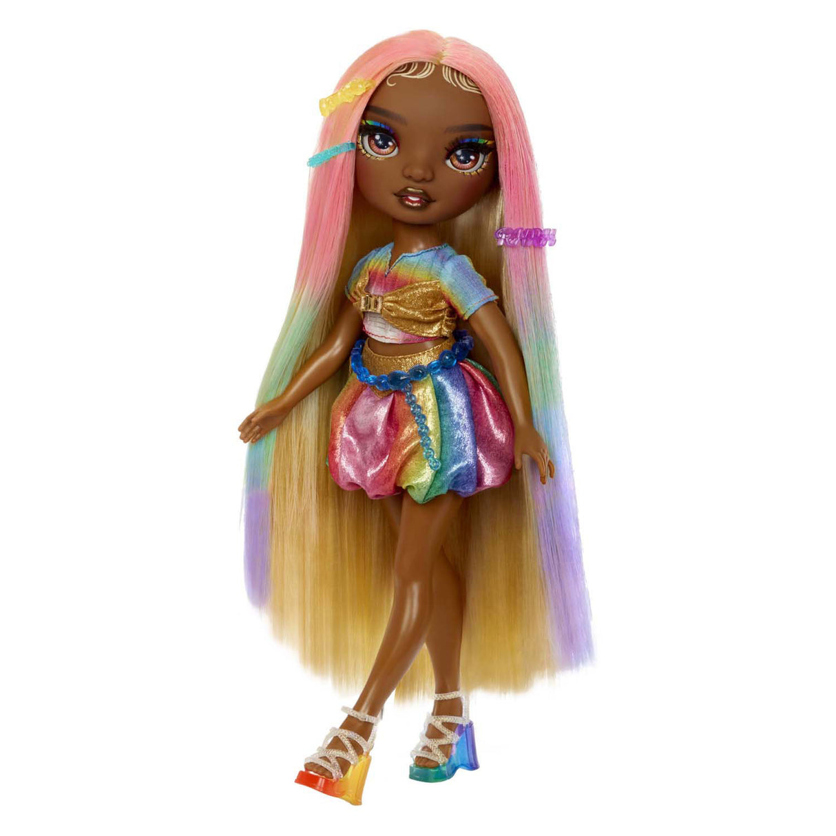 Mga Entertainment Regenbogen-High-Fashion-Puppe mit Haarkreide – Meline Gold