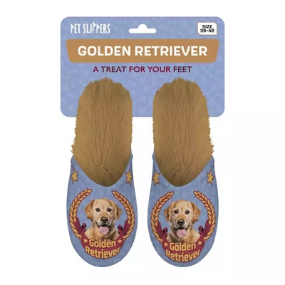 Slipper Golden Retriever Flieder Beige