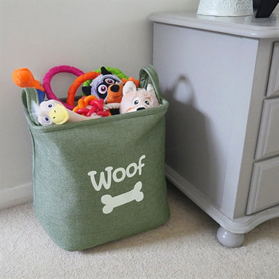 Spielzeugkorb aus Palisander-Canvas, Woof, Waldgrün