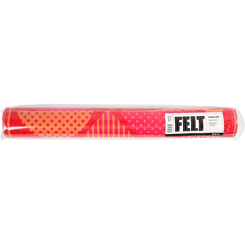 Creativ Company Filz mit Motiven, B: 45 cm, Stärke 1,5 mm, 180-200 g, orange, rot, 1 m 1 Rolle