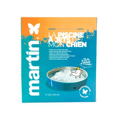 Martin-Pool mit Düsen blau weiß