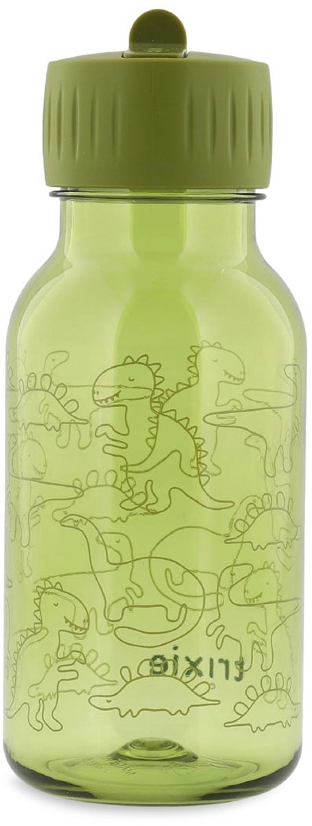 Trixie drinkfles met print – daring dino - tritan™ waterfles voor kinderen – 350ml - lekvrije fles - groen