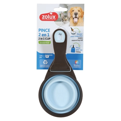 Zolux voerschep 2 in 1 schep afsluitklem silicone blauw