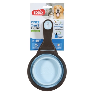 Zolux voerschep 2 in 1 schep afsluitklem silicone blauw