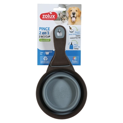 Zolux voerschep 2 in 1 schep afsluitklem silicone grijs