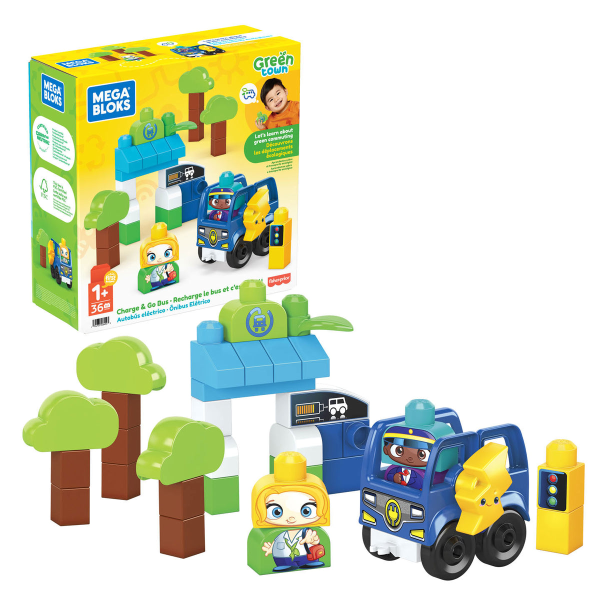 Mega Bloks Green Town ladet und fährt einen Bus