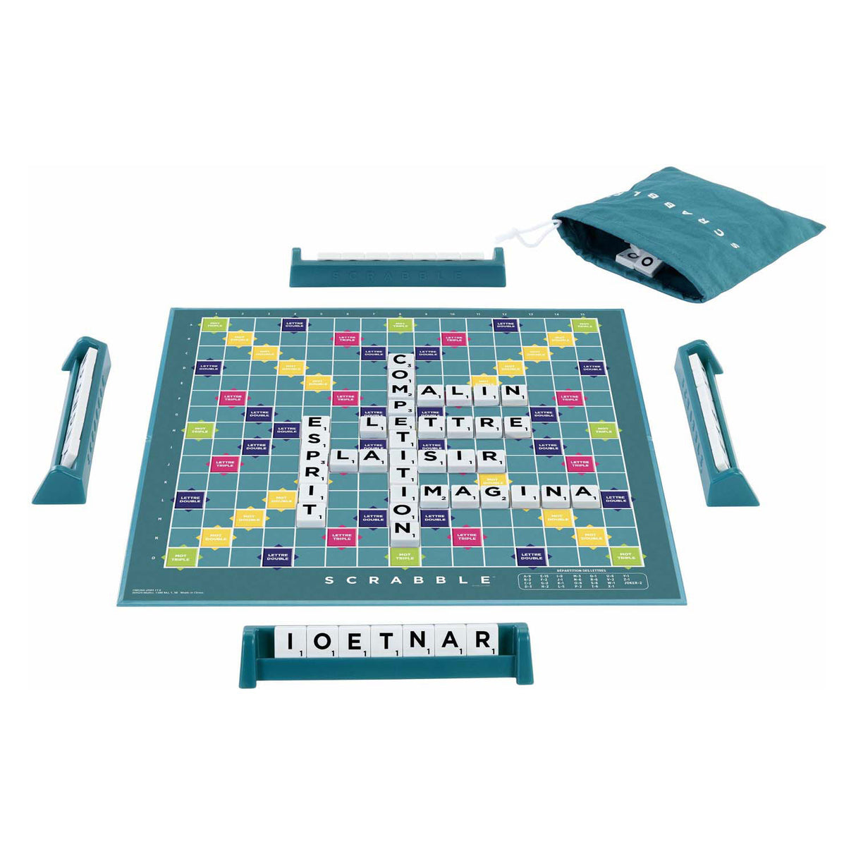 Mattel Games Scrabble Together – Brettspiel – 2 Spiele und 1 – Französisch