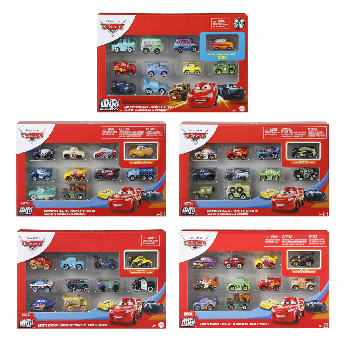 Disney Pixar Mini Racers Fahrzeuge, 10 Stück.