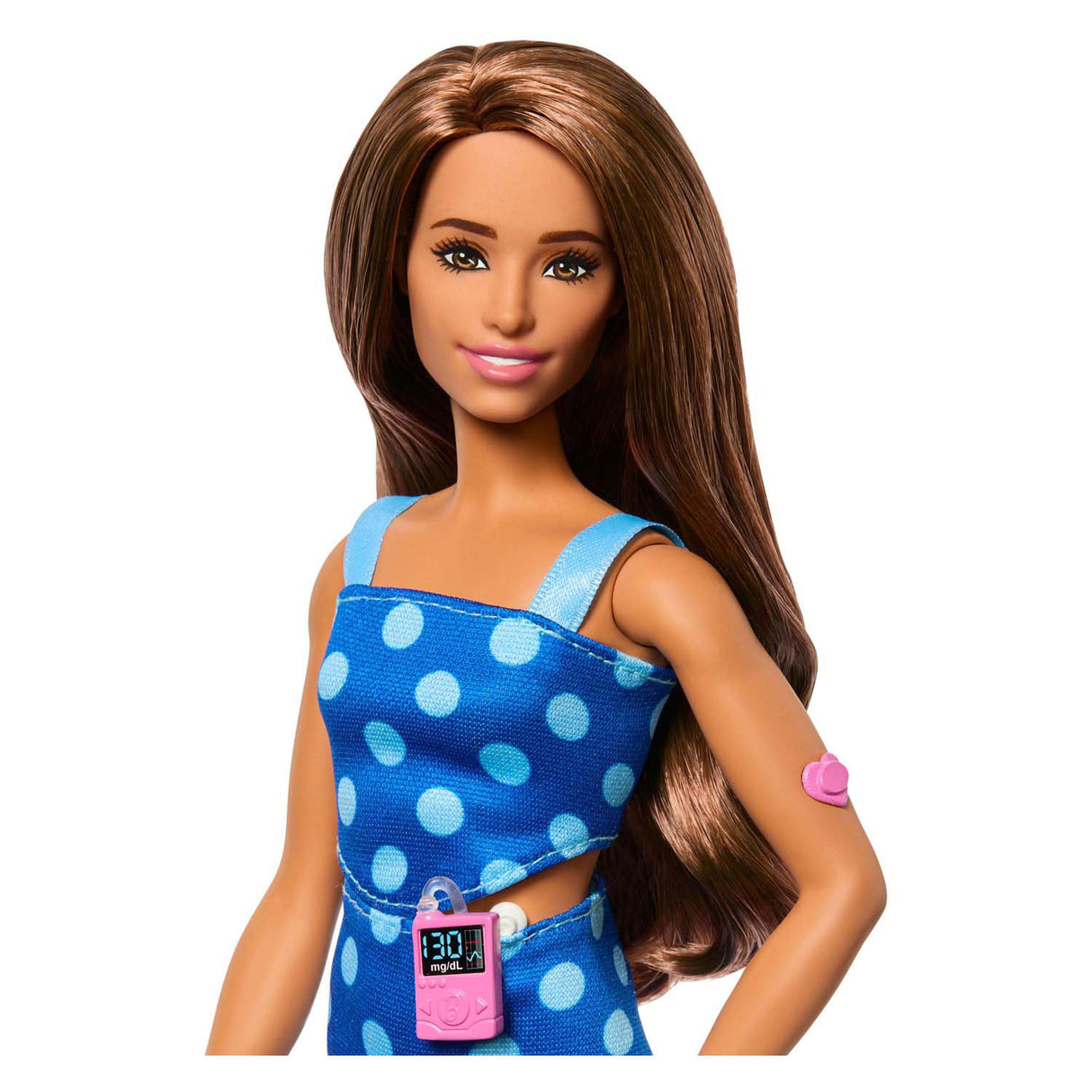 Mattel Barbie Fashionista Puppe mit Insulinpumpe – blau gepunktet