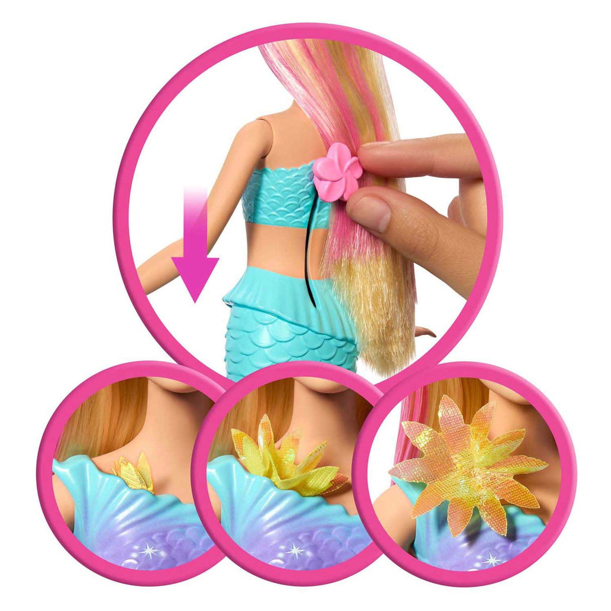 Barbie Meerjungfrau mit magischen Blumen blau