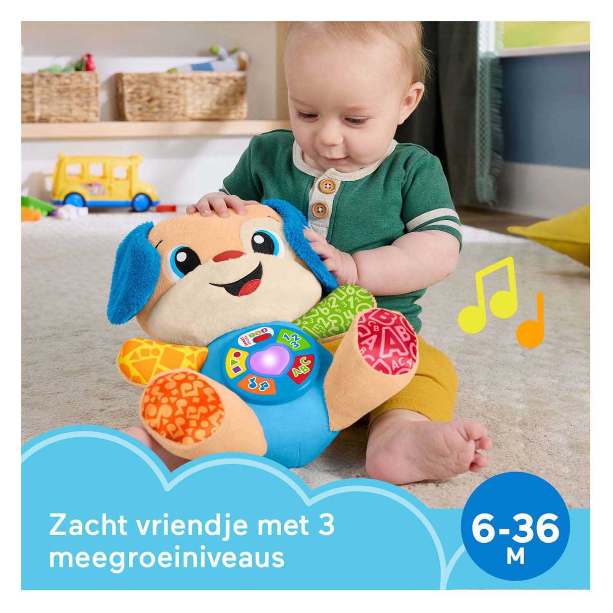 Lernspaßiges, mitwachsendes Welpenspielzeug von Fisher-Price – musikalisches Kuscheltier