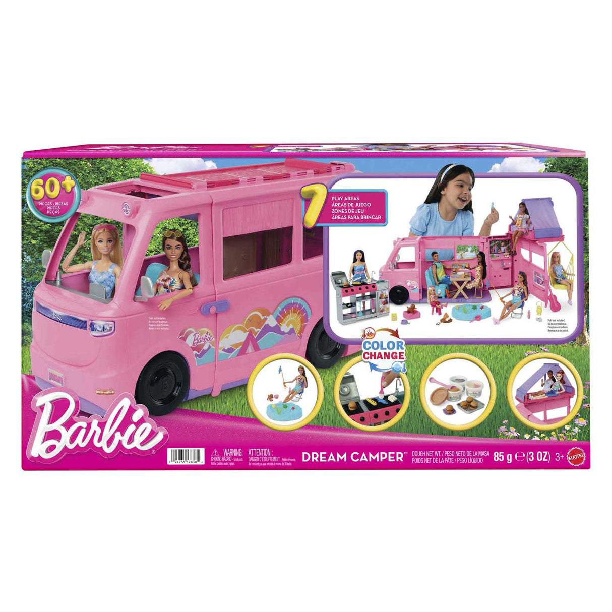 Barbie Dream Camper – Spielset mit Dachzelt, Grill und mehr als 60 Zubehörteilen